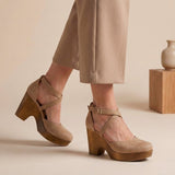 Women's Block Heels Closed Toe Ankle Strap Buckle – Going Out