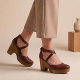 Women's Block Heels Closed Toe Ankle Strap Buckle – Going Out