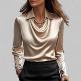 Women's Blouse Draped Cowl Neck Long Sleeve – Work Office