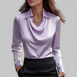 Women's Blouse Draped Cowl Neck Long Sleeve – Work Office