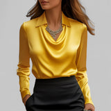 Women's Blouse Draped Cowl Neck Long Sleeve – Work Office