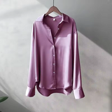 Women's Blouse Long Sleeve Button Front Dropped Shoulder – Workday Meeting
