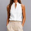 Women’s Blouse Mandarin Collar V-Slit Neckline Sleeveless – Client Meetings