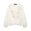 Women's Blouse Ruffle Tie Front Long Sleeve – Going Out Garden Party
