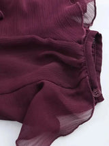 Women's Blouse Sheer Ruffle Trim Button Front Long Sleeve – Going Out