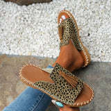 Women's Slide Sandals Open Toe Wide Strap Tassel Flat – Beach Wear