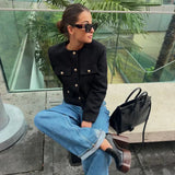 Women's Bomber Jacket Cropped Long Sleeve – Night Out