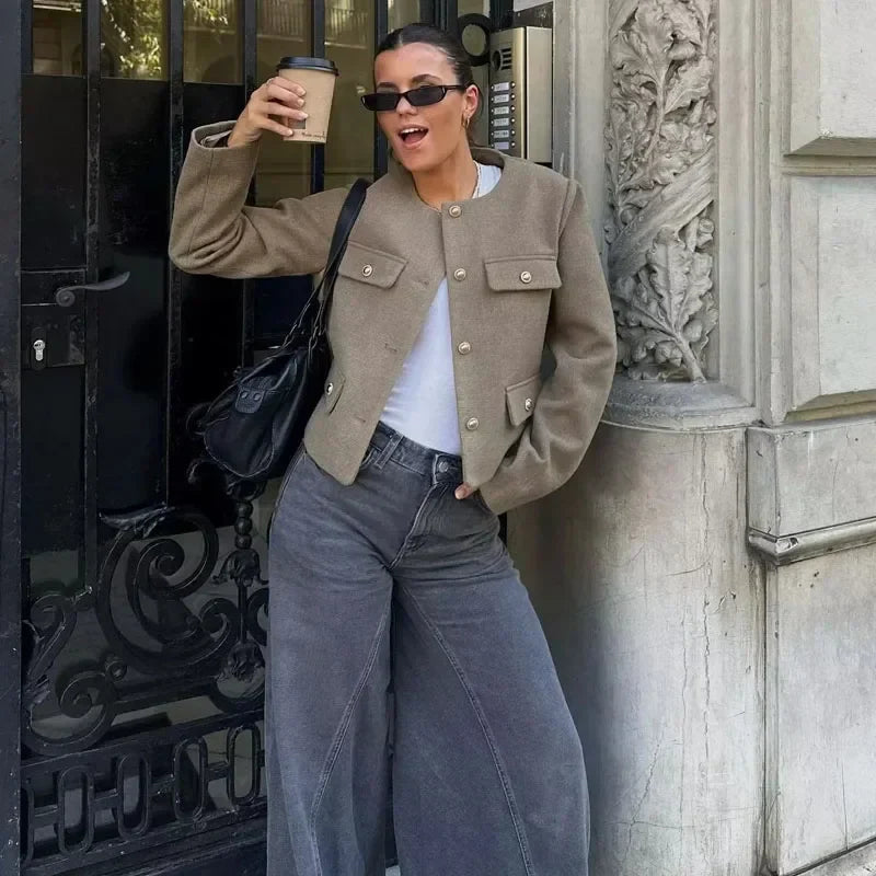 Women's Bomber Jacket Cropped Long Sleeve – Night Out