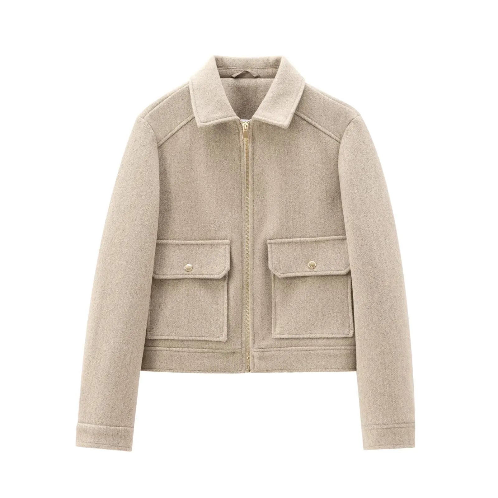 Women's Bomber Jacket Cropped Long Sleeve Zip Front – Casual Everyday