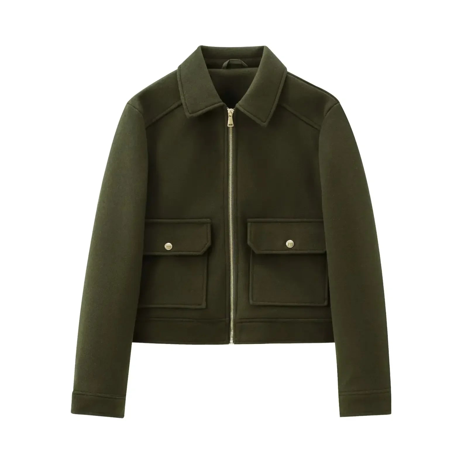 Women's Bomber Jacket Cropped Long Sleeve Zip Front – Casual Everyday