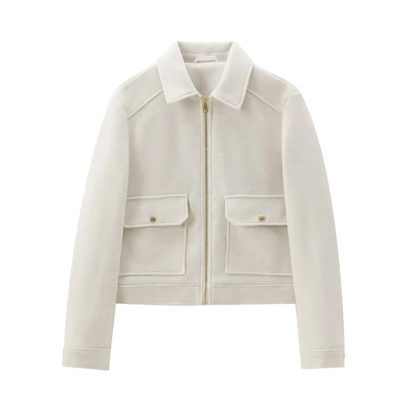 Women's Bomber Jacket Cropped Long Sleeve Zip Front – Casual Everyday