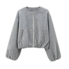 Women's Bomber Jacket Cropped Long Sleeve Zip Front – Going Out