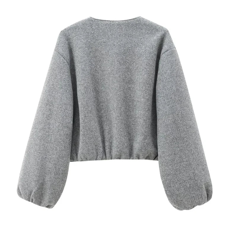 Women's Bomber Jacket Cropped Long Sleeve Zip Front – Going Out