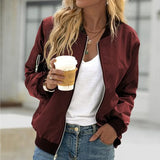 Women's Bomber Jacket Zip Front Long Sleeve Ribbed Trim – Weekend Plans
