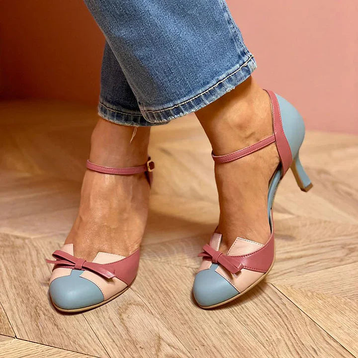 Women's Bow Ankle Strap Heels Closed Toe – Going Out Cocktail Party