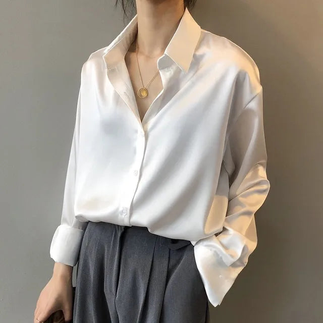 Women's Button Down Shirt Long Sleeve Collar – Office Wear