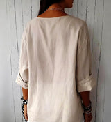 Women's Button Front Blouse Notched Neck Rolled Sleeve – Everyday Outings