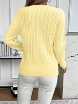 Women’s Cable Knit Sweater Crewneck Long Sleeve Ribbed Trim – Weekend Errands