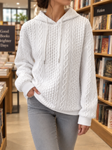 Women’s Cable Knit Sweater Drawstrings Textured Panels Long Sleeves – Campus Walks