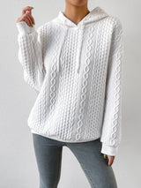 Women’s Cable Knit Sweater Drawstrings Textured Panels Long Sleeves – Campus Walks