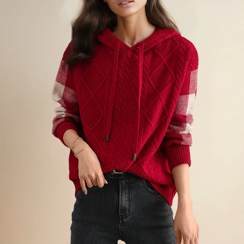 Women's Cable Knit Sweater Hooded Long Sleeve Ribbed Trim – Weekend Errands