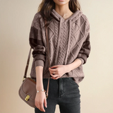 Women's Cable Knit Sweater Hooded Long Sleeve Ribbed Trim – Weekend Errands