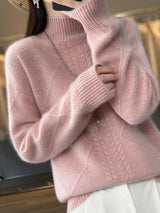 Women's Cable Knit Sweater Turtleneck Long Sleeve – Daily Cold Season Wear