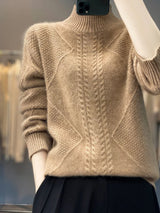 Women's Cable Knit Sweater Turtleneck Long Sleeve – Daily Cold Season Wear