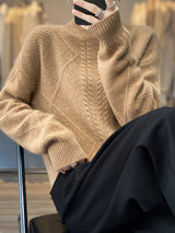 Women's Cable Knit Sweater Turtleneck Long Sleeve – Daily Cold Season Wear