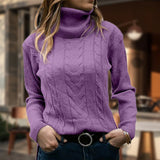 Women’s Cable Knit Sweater Turtleneck Long Sleeves Ribbed Cuffs – Book Club Meetings