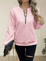 Women's Cable Knit Sweater Zip Front Long Sleeve – Daytime Meetups