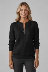 Women's Cable Knit Sweater Zip Front Long Sleeve – Daytime Meetups