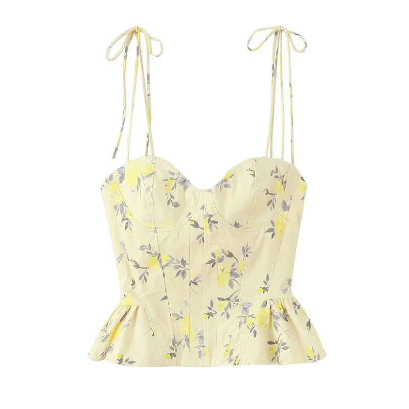 Women's Camisole Top Floral Corset Sweetheart Neckline – Going Out Summer