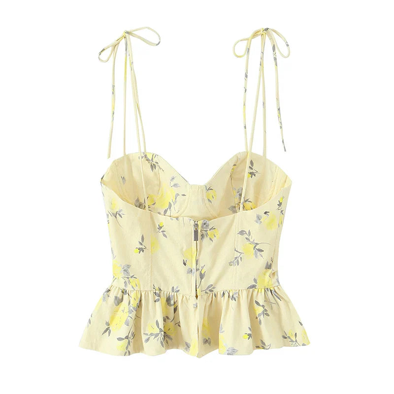 Women's Camisole Top Floral Corset Sweetheart Neckline – Going Out Summer