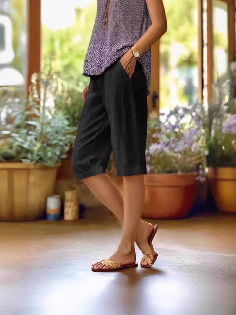 Women's Capris Straight Leg Side Pockets Knee Length – Garden Walk