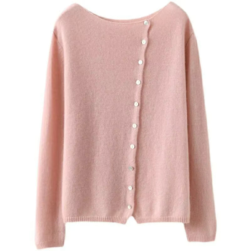 Women's Cardigan Asymmetric Collar Button Front Long Sleeve Knit – Daily Wear