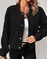 Women's Cardigan Cable Knit Long Sleeve Button Front – Coffee Date