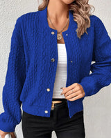 Women's Cardigan Cable Knit Long Sleeve Button Front – Coffee Date