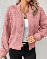 Women's Cardigan Cable Knit Long Sleeve Button Front – Coffee Date