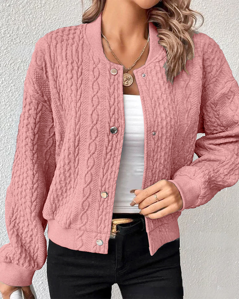 Women's Cardigan Cable Knit Long Sleeve Button Front – Coffee Date