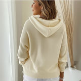 Women’s Cardigan Hooded Button Front Ribbed Trim – Coffee Shop Mornings