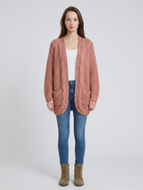 Women’s Cardigan Open Front Cable Detail Front Pockets – Weekend Bookstore Visits