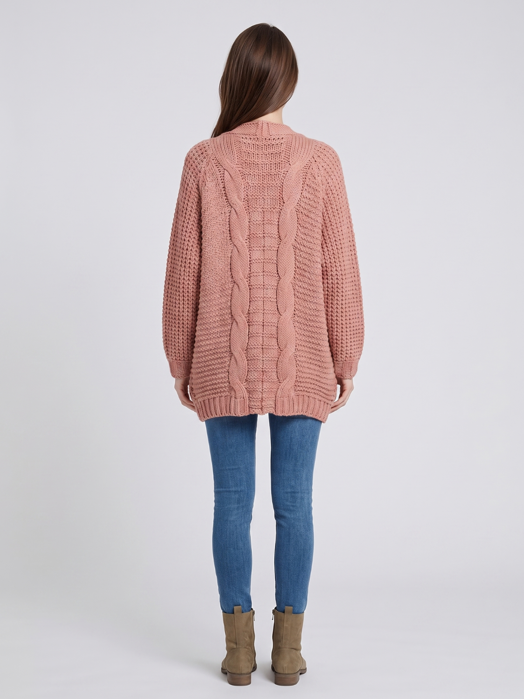 Women’s Cardigan Open Front Cable Detail Front Pockets – Weekend Bookstore Visits