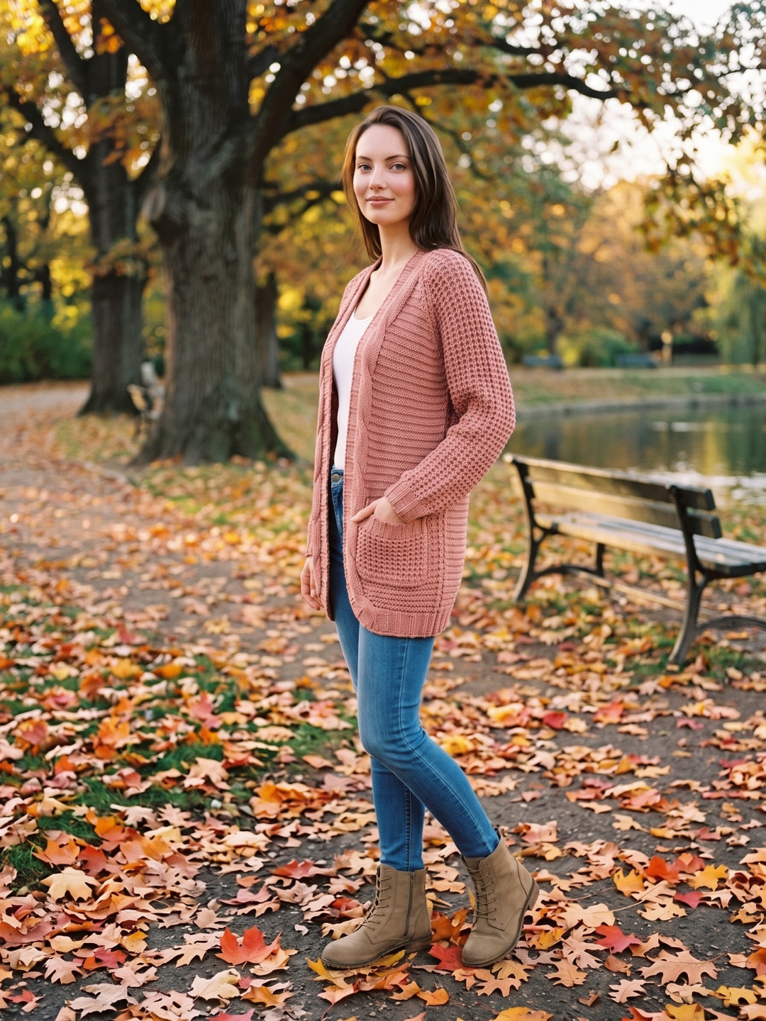 Women’s Cardigan Open Front Cable Detail Front Pockets – Weekend Bookstore Visits
