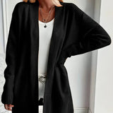 Women's Cardigan Open Front Long Sleeve Ribbed Cuff Patch Pockets – City Errands