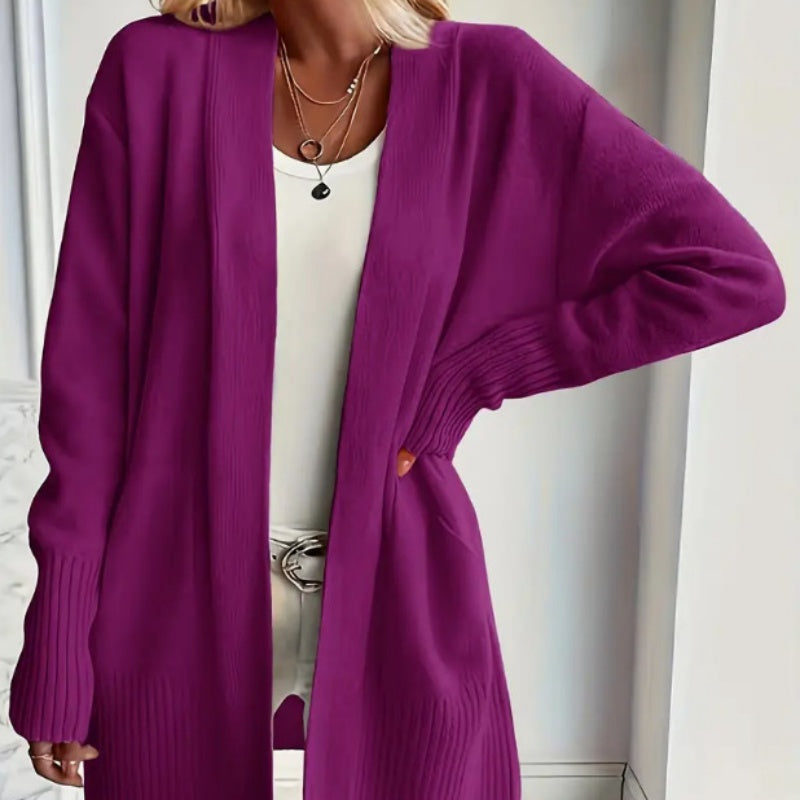 Women's Cardigan Open Front Long Sleeve Ribbed Cuff Patch Pockets – City Errands