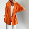 Women’s Cardigan Open Front Long Sleeve Ribbed Detail Front Pockets – Weekend Coffee Runs