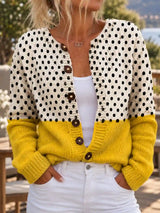 Women’s Cardigan Polka Dot Pattern Button Front Ribbed Cuffs – Art Class Days