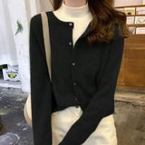 Women's Cardigan Round Neck Button Front Long Sleeve Ribbed Trim – Bookstore Visit