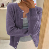 Women's Cardigan Round Neck Button Front Long Sleeve Ribbed Trim – Bookstore Visit